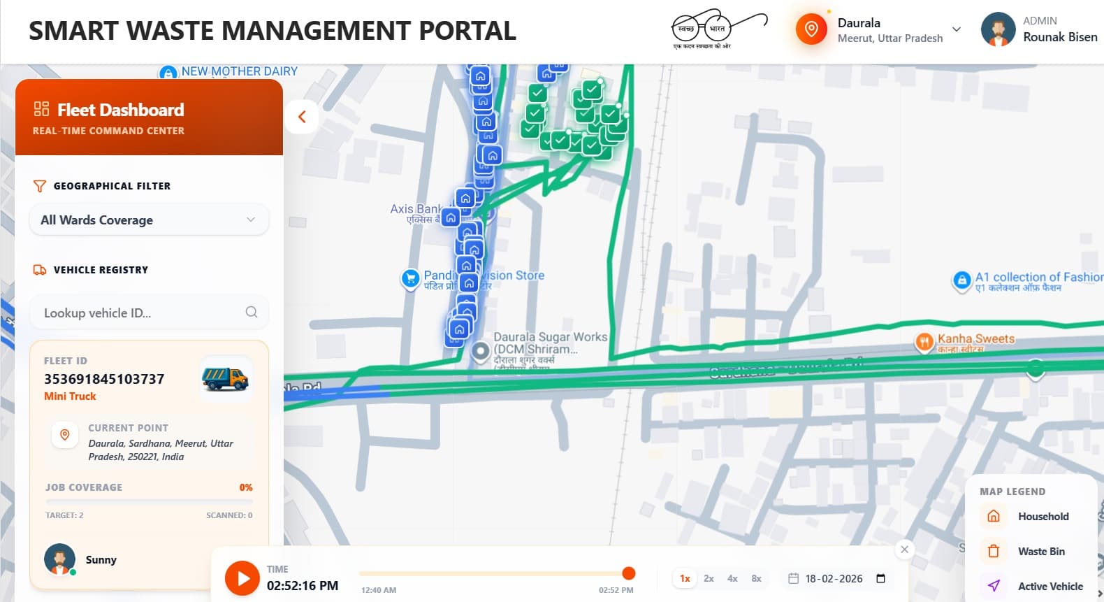 Smart waste management portal dashboard